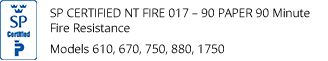 SP CERTIFIED NT FIRE 017  90 PAPER 90 Minutes Fire Resistance